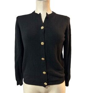 Ballantyne Made in Scotland Women's 100% Cashmere Gold Button Cardigan size 36/S